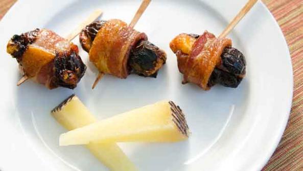 Sherry Soaked Medjool Dates with Manchego and Bacon