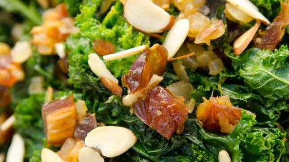 Sauteed Kale with Almonds and Dates